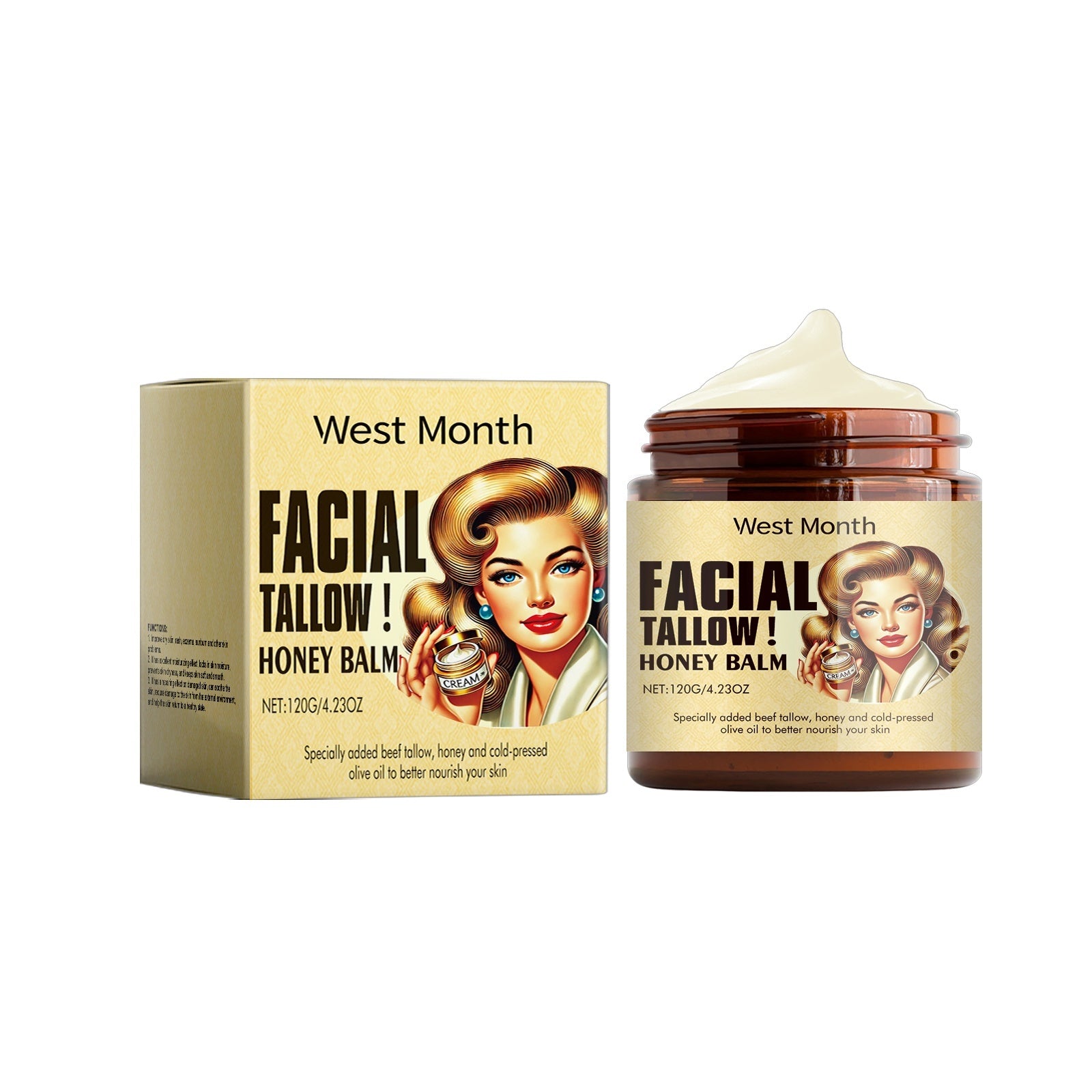 Facial Tallow Honey Balm with cold-pressed Olive Oil